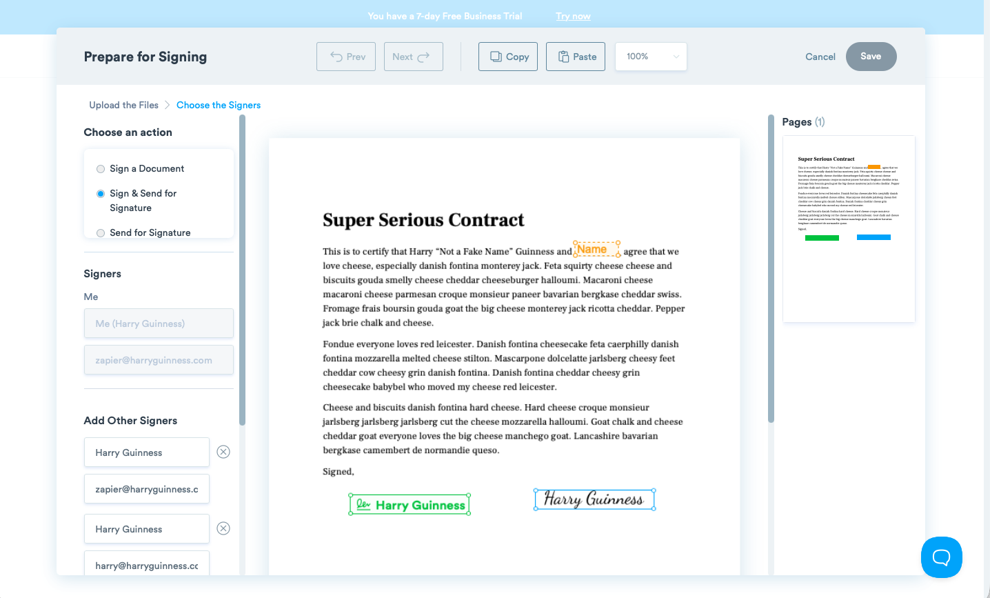 Signaturely, a DocuSign alternative