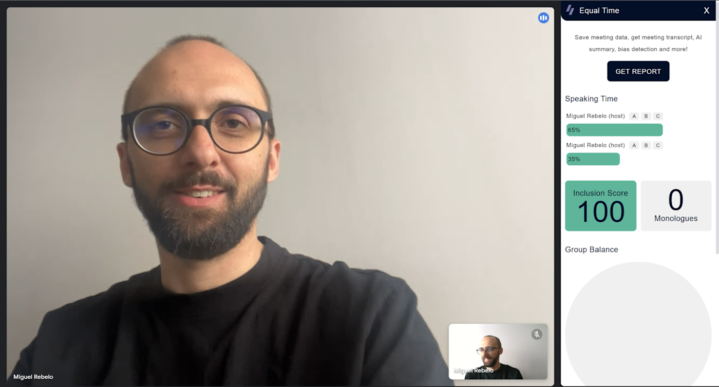 Equal Time, our pick for the best AI meeting assistant for inclusive meetings