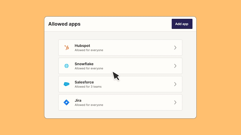 The new Allowed apps setting is available in the Security settings for Company plans.