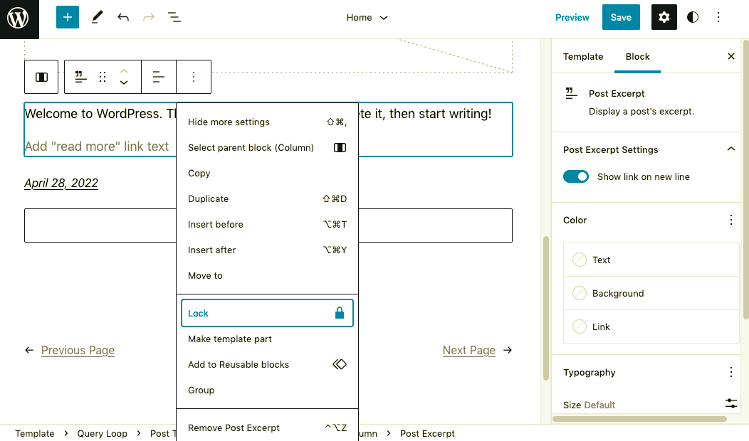 Block locking in WordPress 6.0