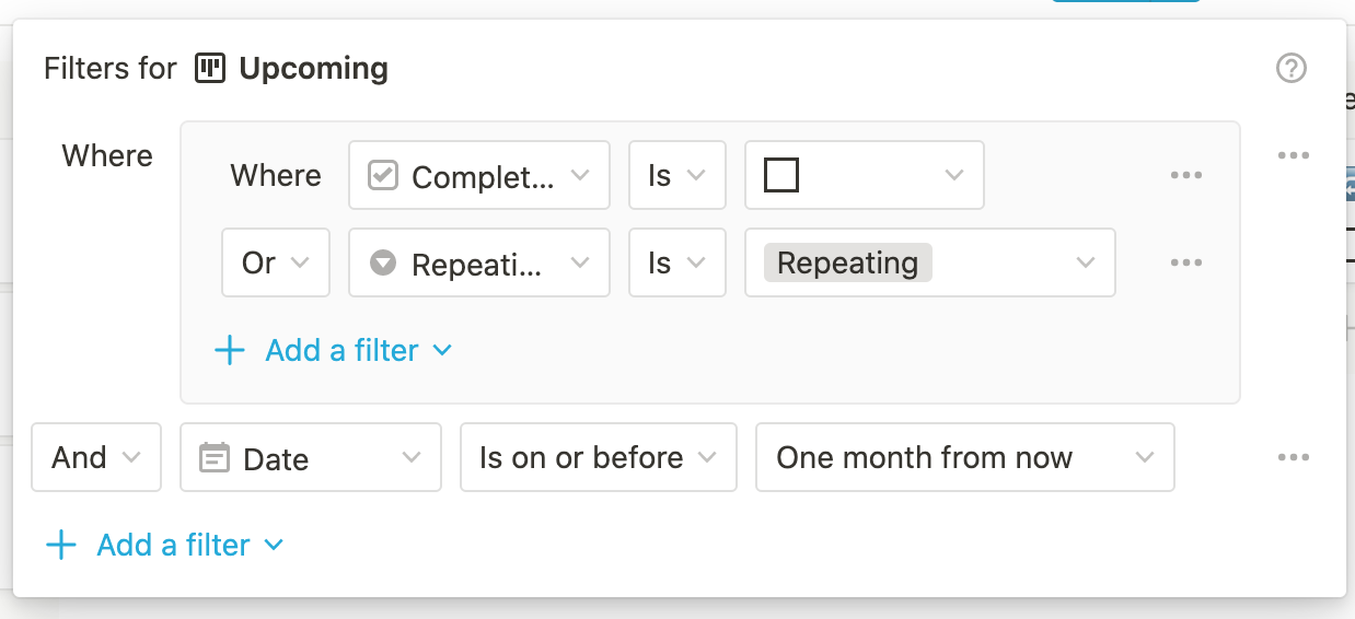 Creating a repeating property for a to do list in Notion