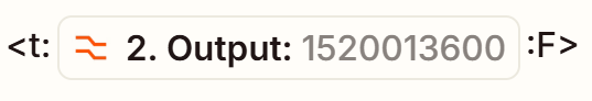 Portion of a Zapier action step showing the time format coded to display Unix time. 