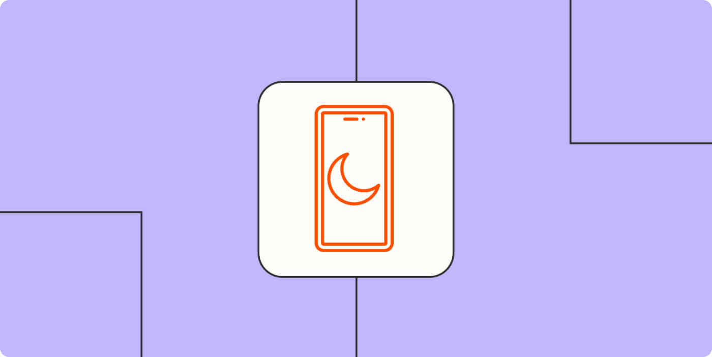 Hero image with an icon representing bedtime or sleep mode on a phone