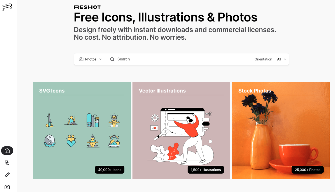 Reshot, our pick for the best free stock photos site for UX/UI designers