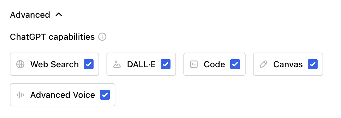 Advanced ChatGPT capabilities in the custom instructions popup. 