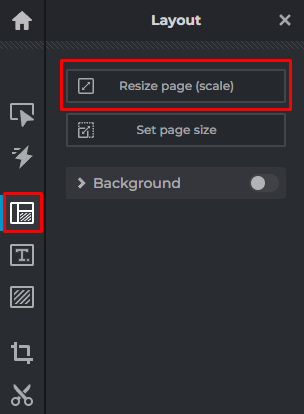 Choosing Resize page (scale) in Canva