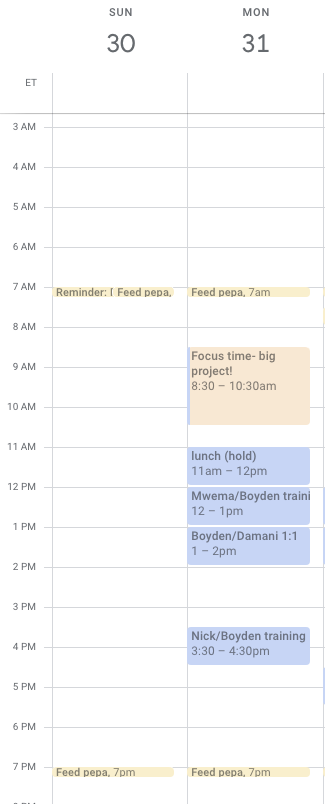 Filling the calendar because I can