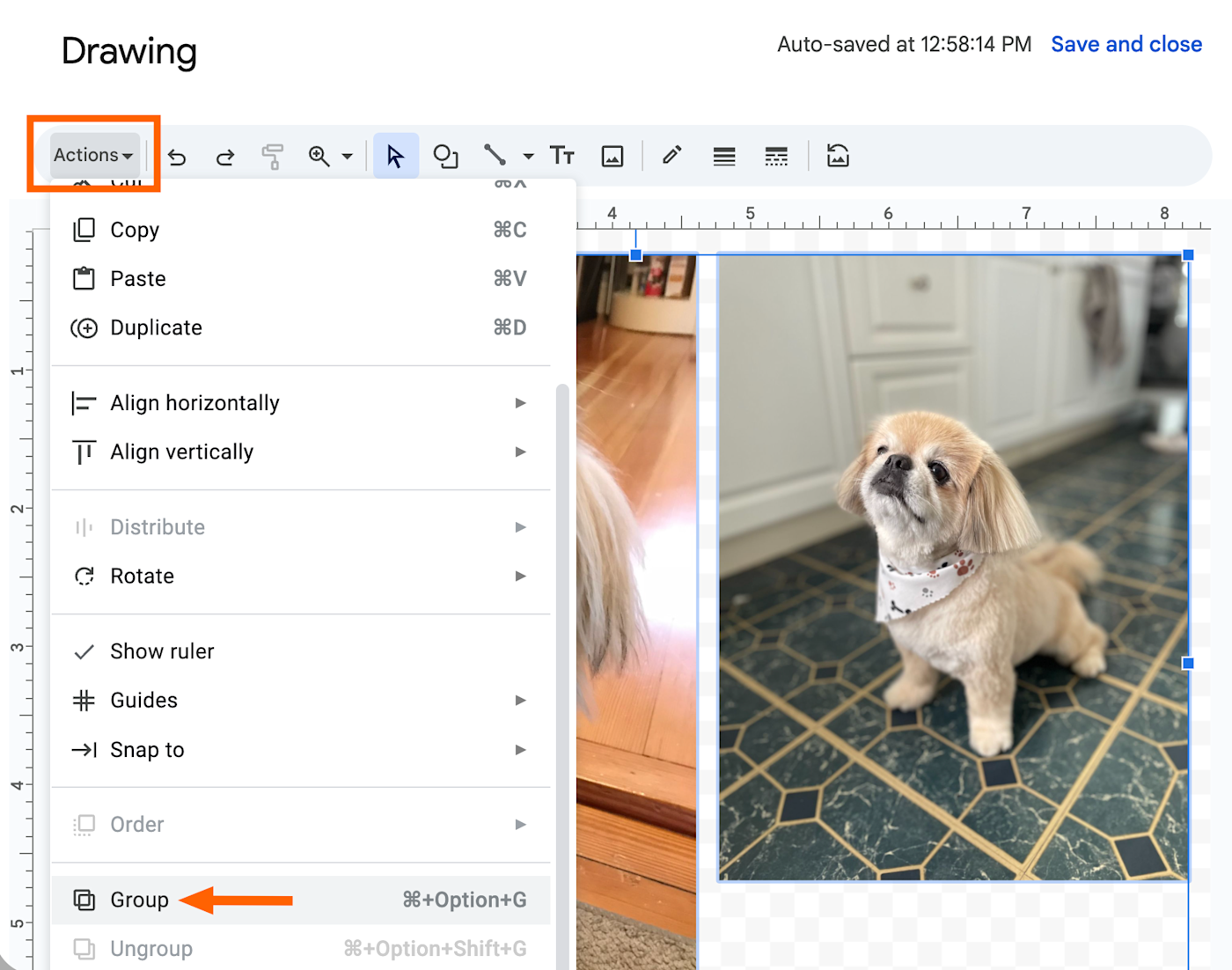 How to group images in Google Docs. 