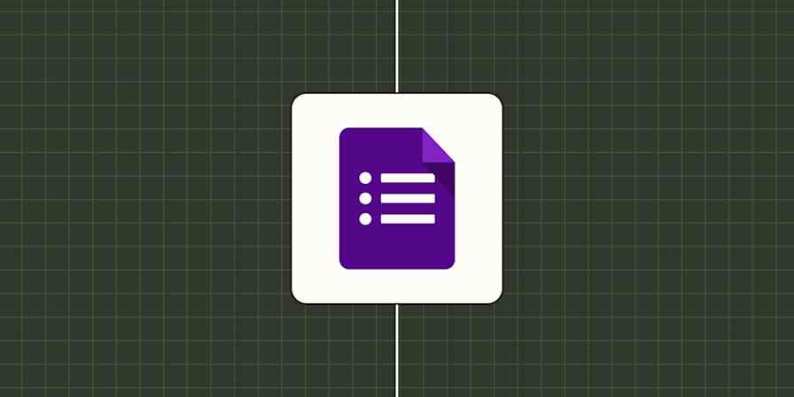 Google Forms icon, which looks like a simplified form, against a purple background.