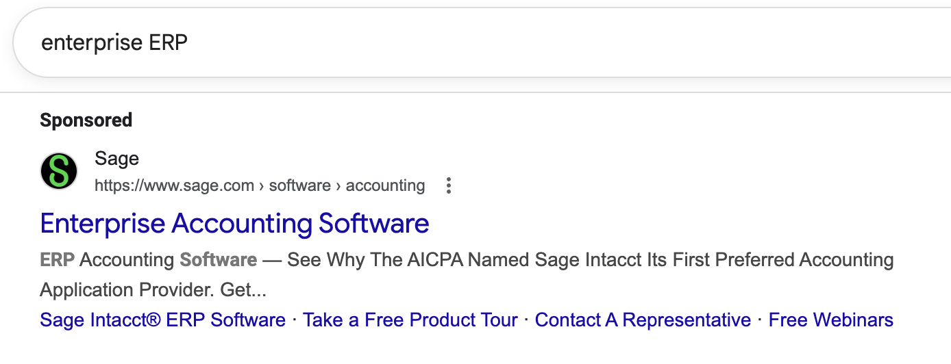 Google ad example that includes social proof