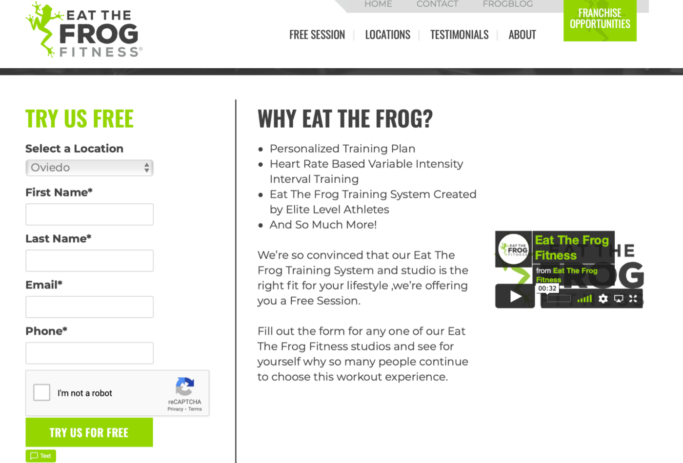 The Eat the Frog landing page