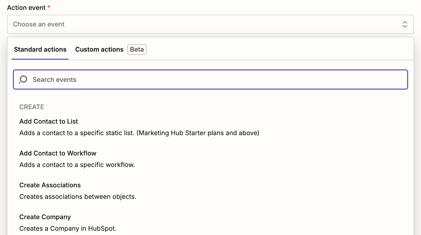 Screenshot of action event 