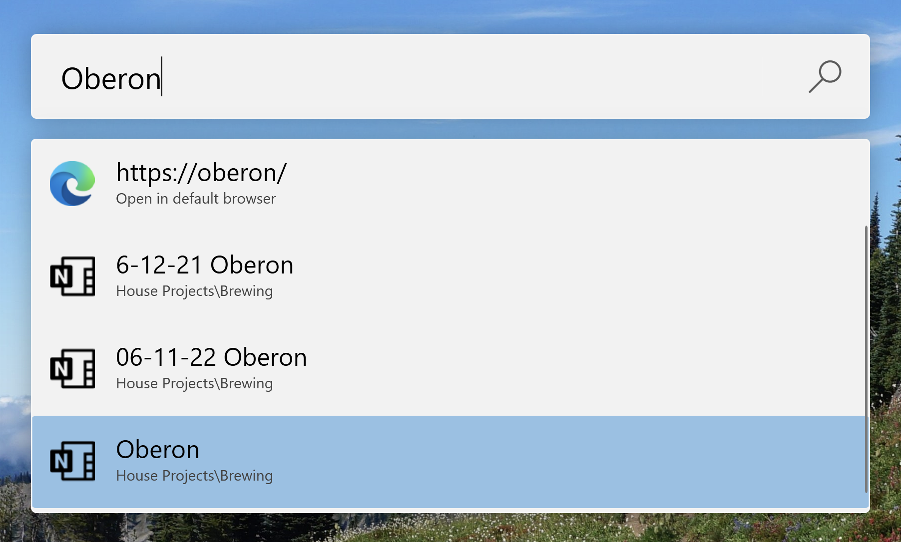 Searching within OneNote with PowerToys Run 