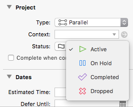 OmniFocus projects status