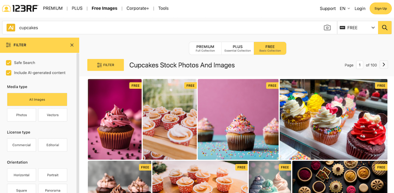 123RF, our pick for the best free stock photos site for specific photo sizes and sources