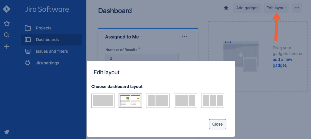 adjust Jira dashboard layout