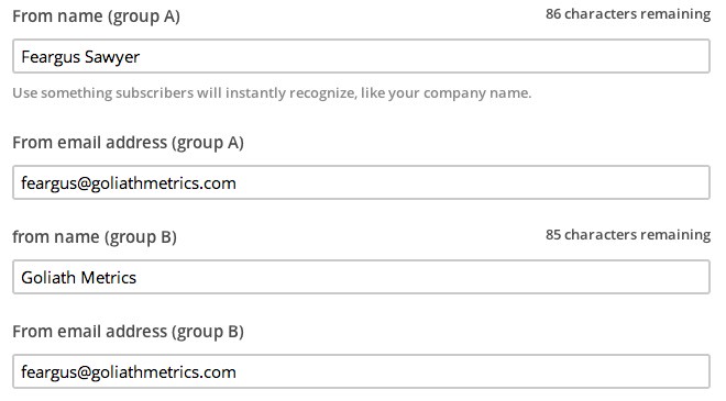 MailChimp A/B Split Campaign from name