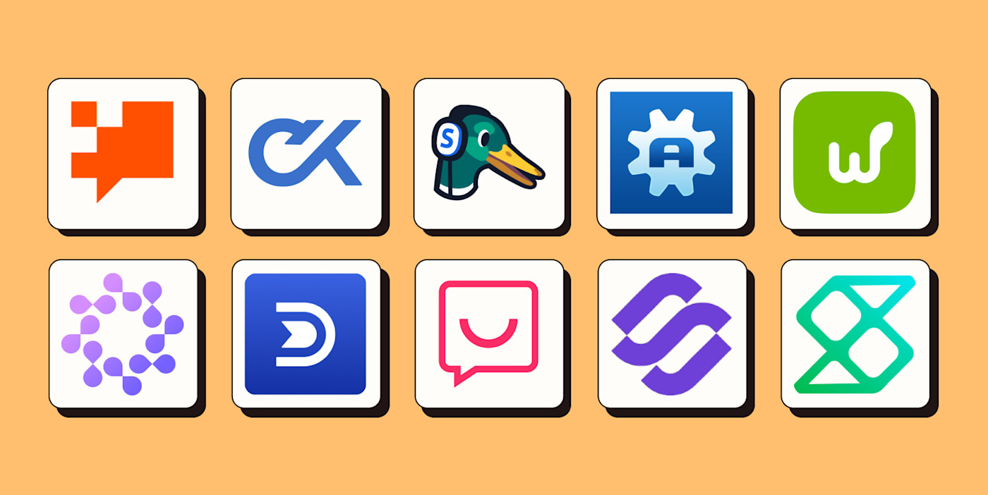 New Zapier integrations in April 2024. Top (from left to right): Zapier Chatbots, Connektor, StreamYard, Ascora, Workstream. Bottom (from left to right): BookSpot, Dex, Coach by Wonderway, Salesforge, Salespype.