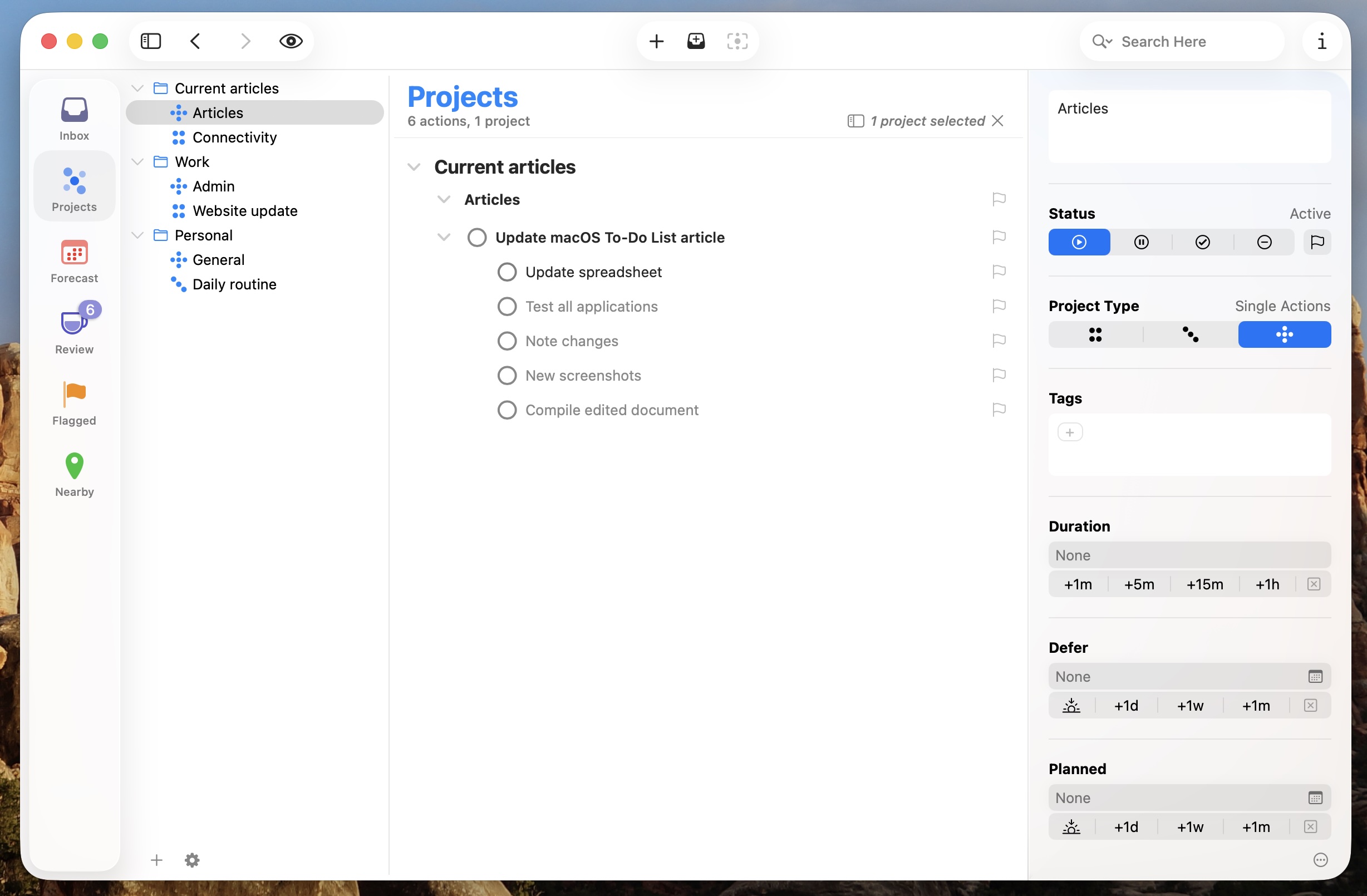 OmniFocus, our pick for the best Mac to-do list app for power users and GTD fans
