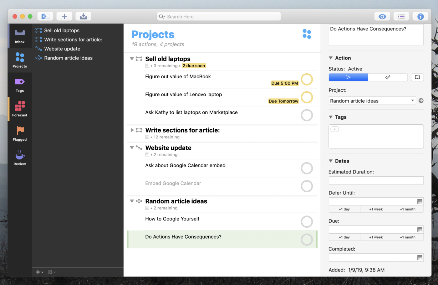 Omnifocus screenshot