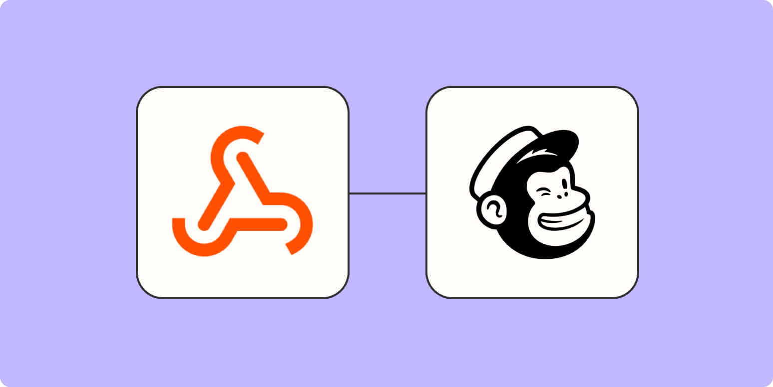A webhooks logo connected to the Mailchimp logo on a light purple background.