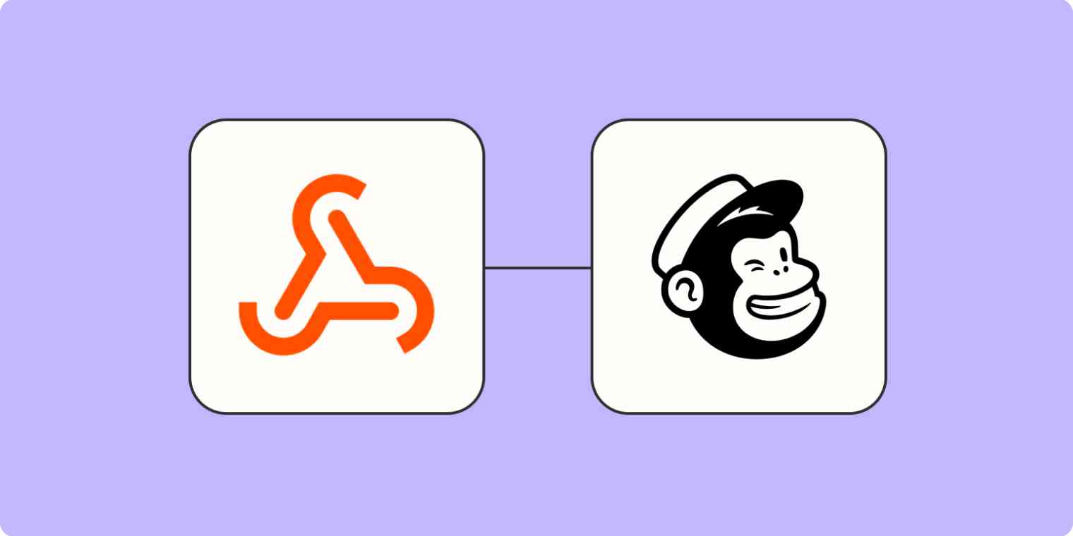 A webhooks logo connected to the Mailchimp logo on a light purple background.
