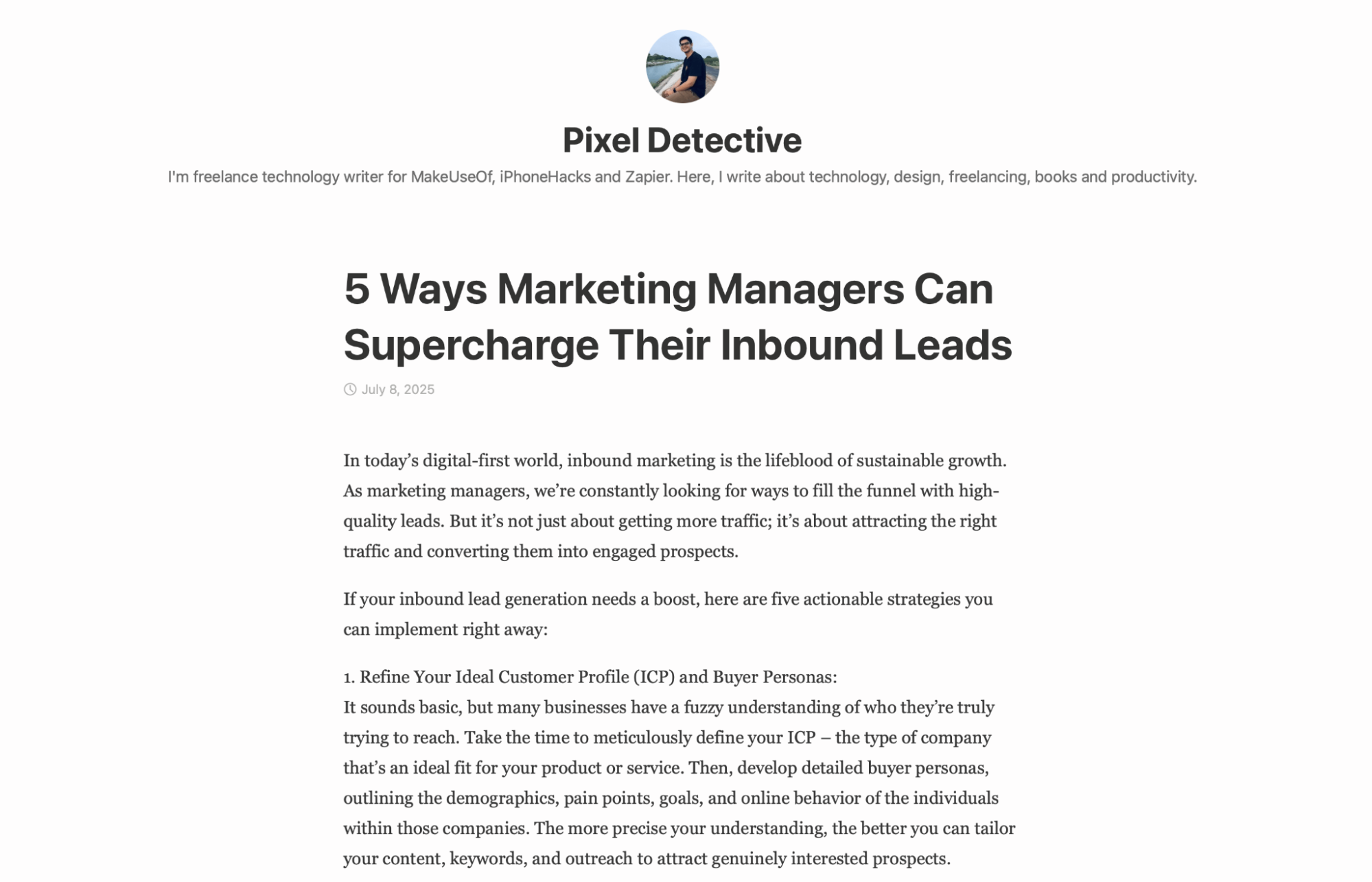 A screenshot of a published blog post on the Pixel Detective WordPress blog