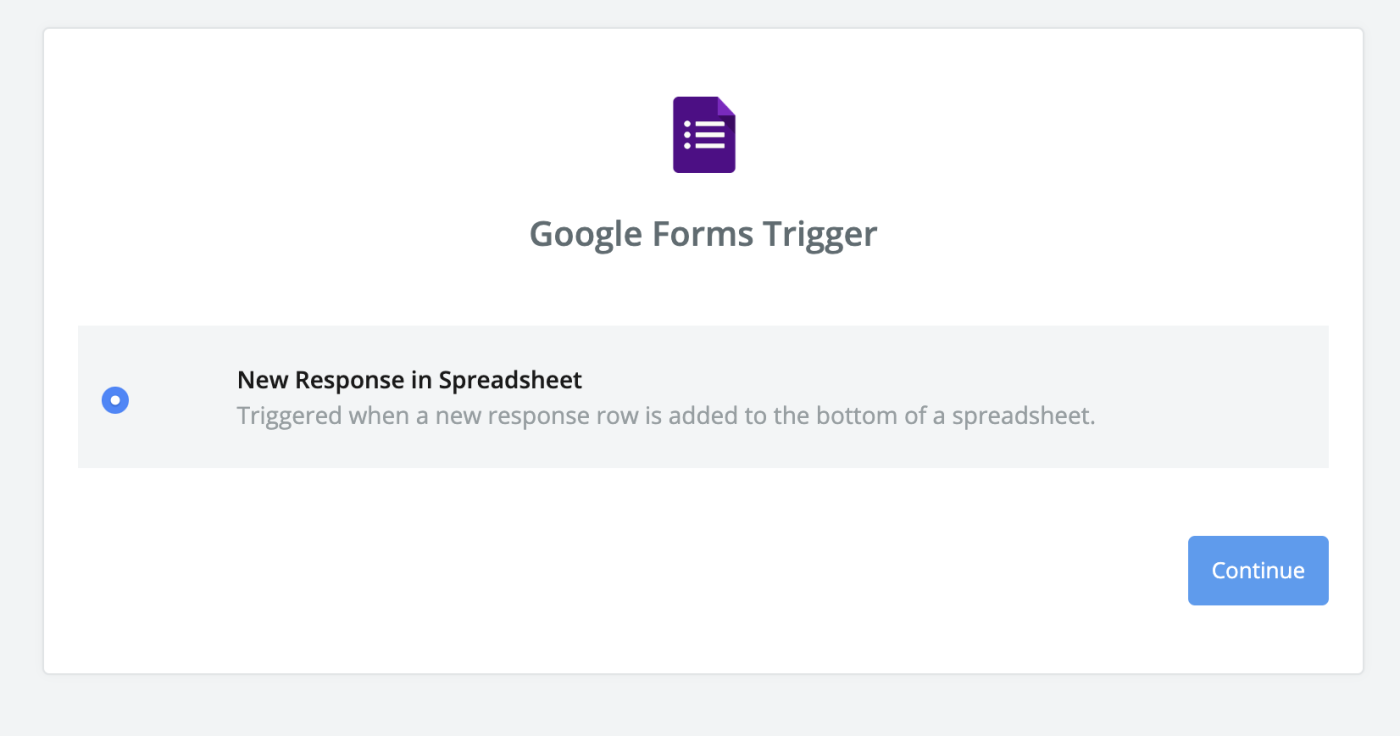 The New Response trigger in Google Sheets