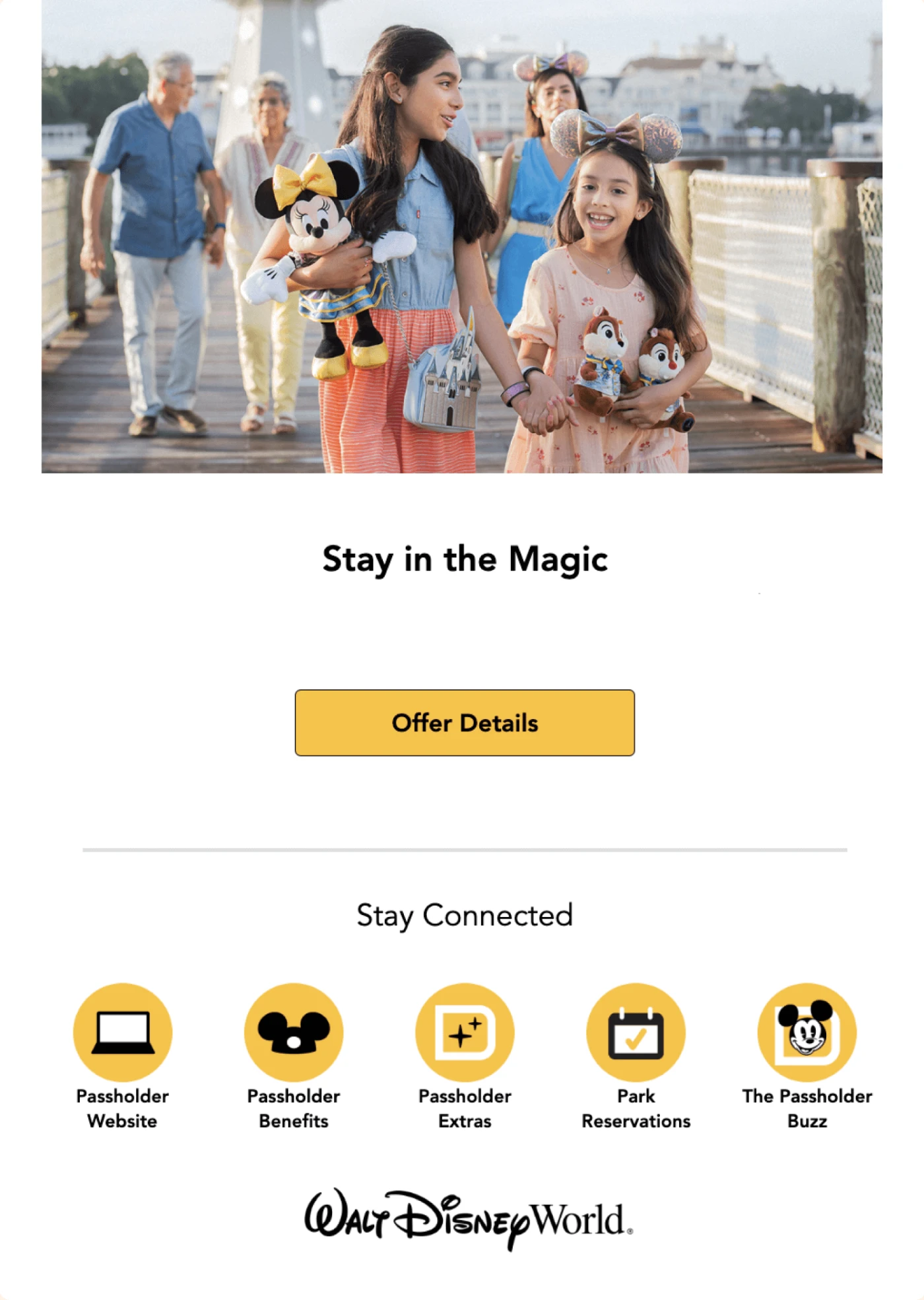 Email screenshot offering deals for Disney Resort to pass holders