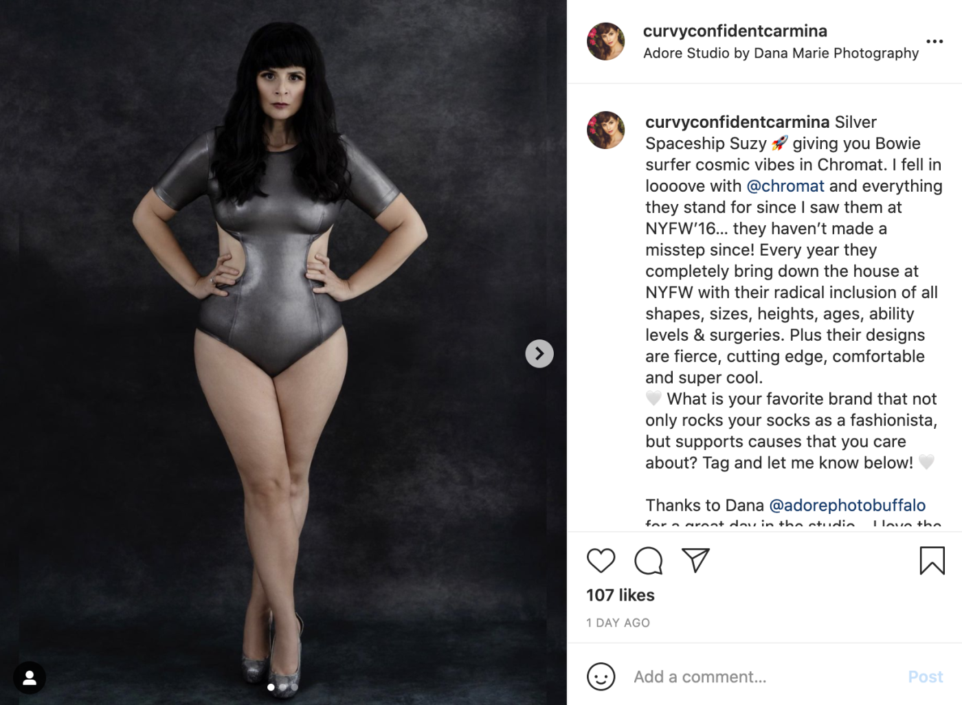 A screenshot of Chromat's Instagram