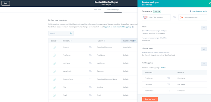 HubSpot dashboard