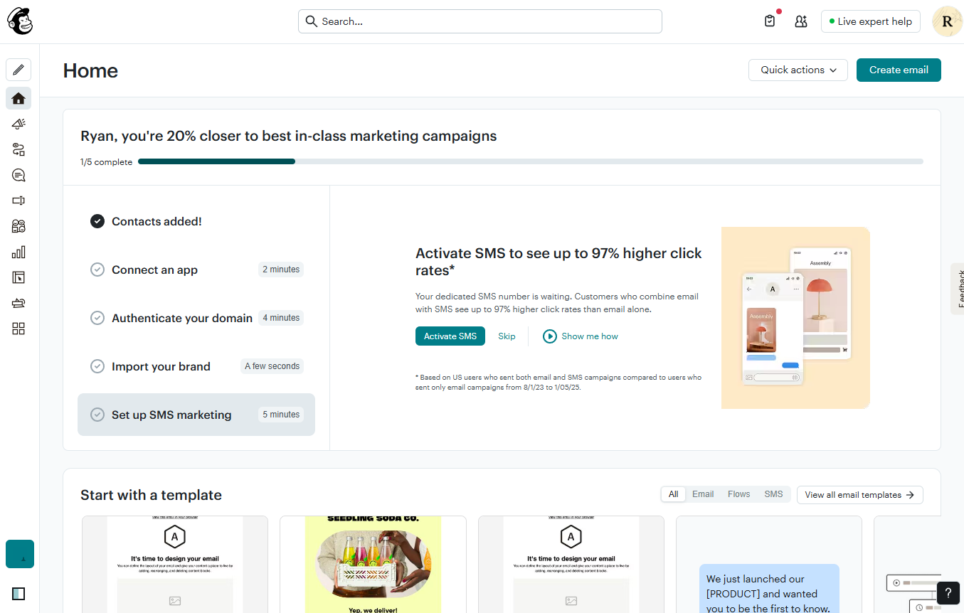 The Mailchimp dashboard