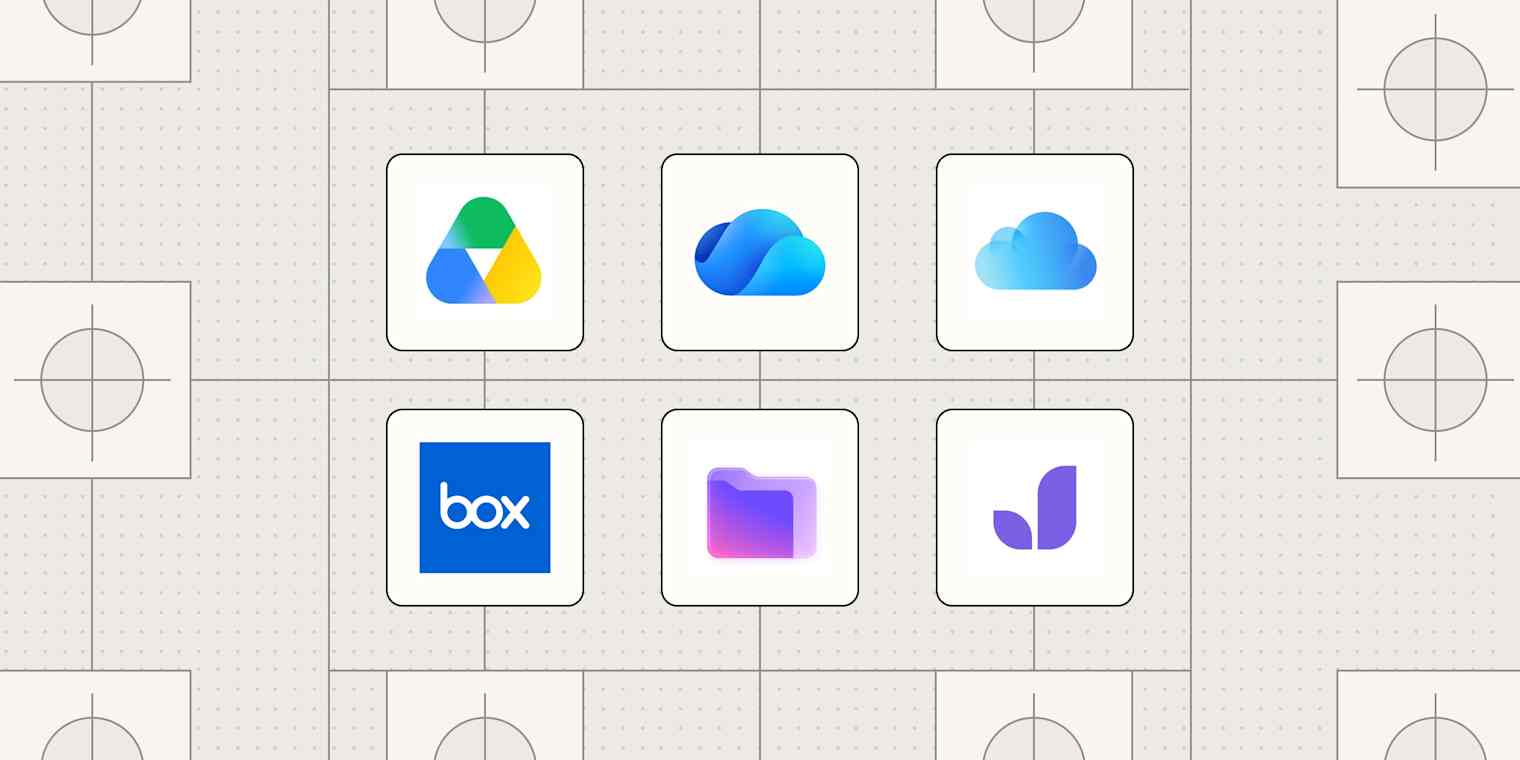 Hero image with the logos of the best Dropbox alternatives