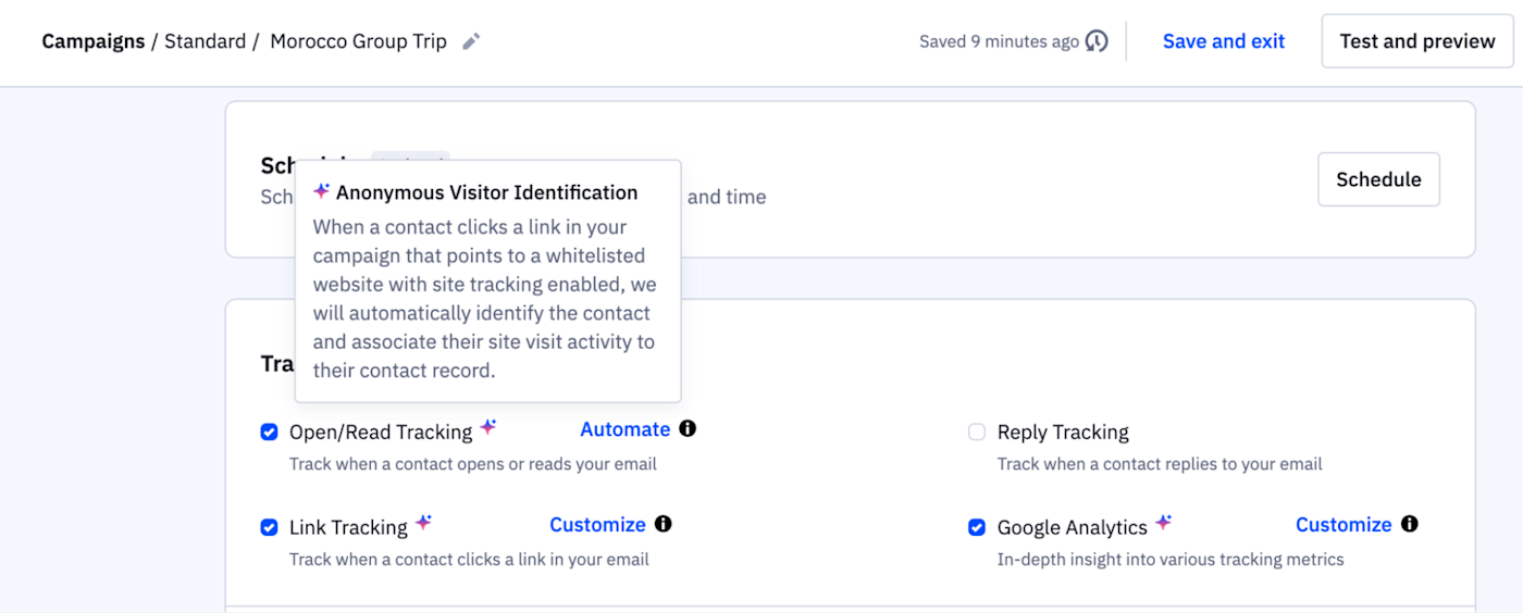 Visitor identification in ActiveCampaign