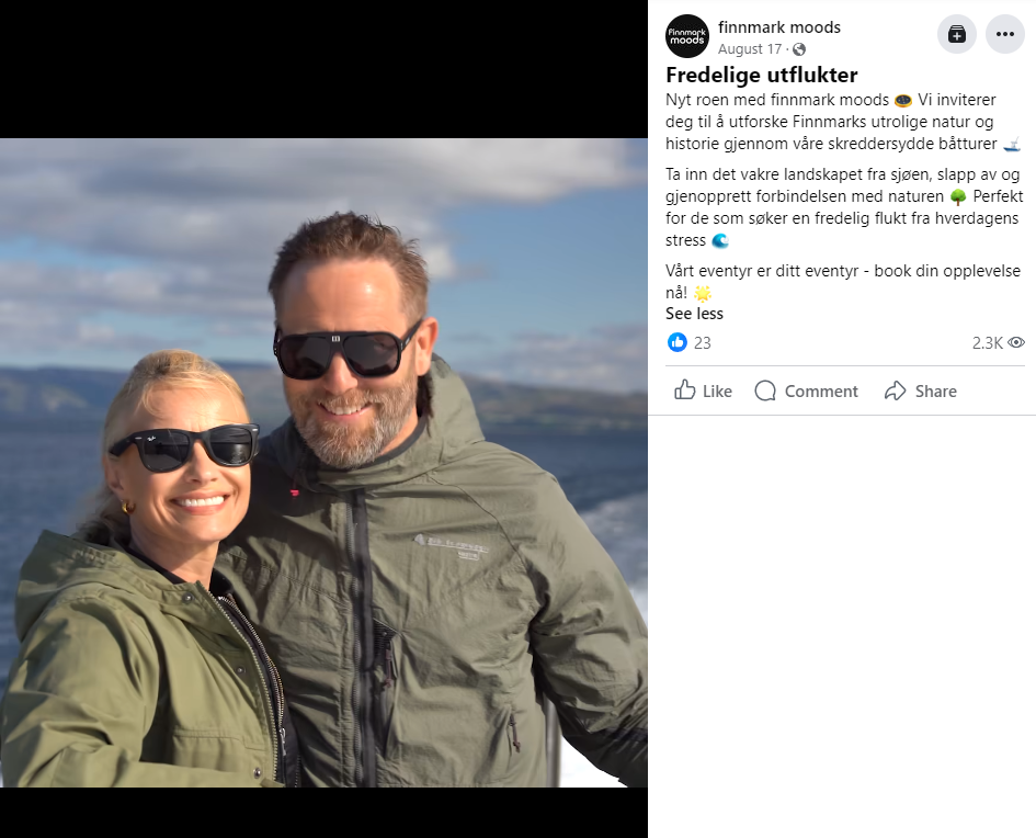 Finnmark Moods' audience-based ad showing a picture of a couple on a cruise