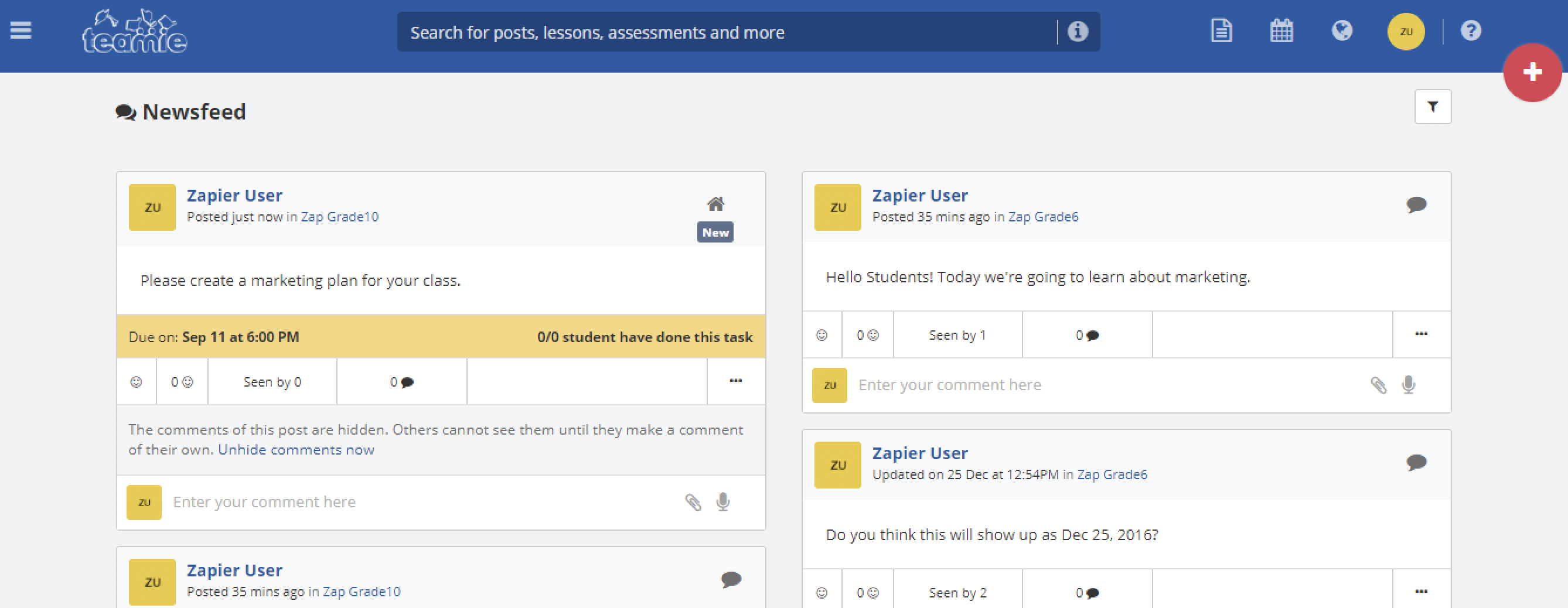Teamie Newsfeed