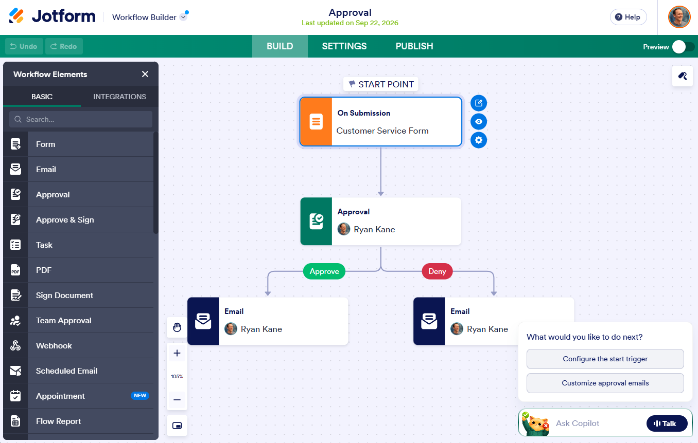 Jotform Workflow Builder