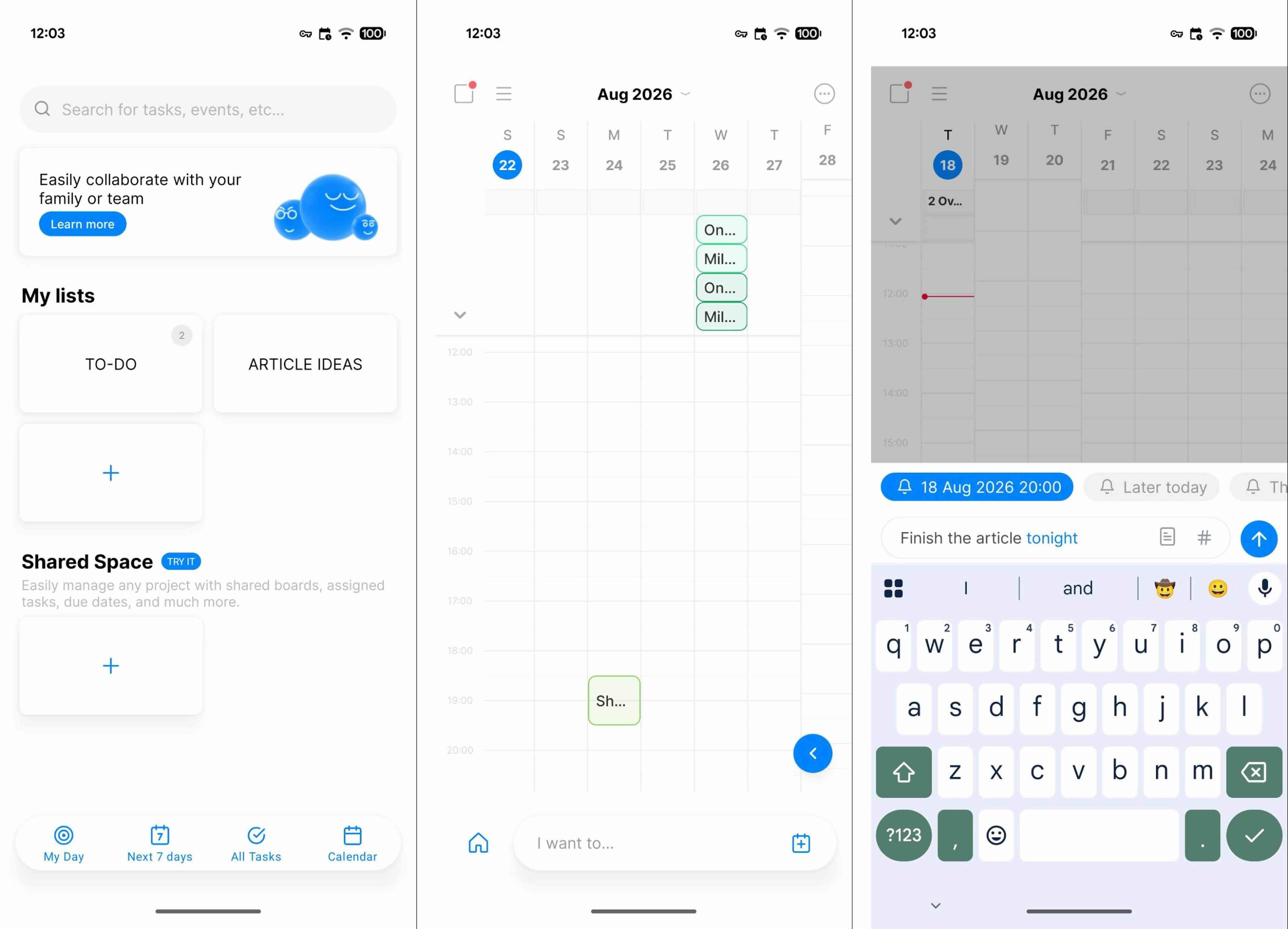 Any.do for Android, our pick for the best Android calendar app for a combination calendar and to-do list