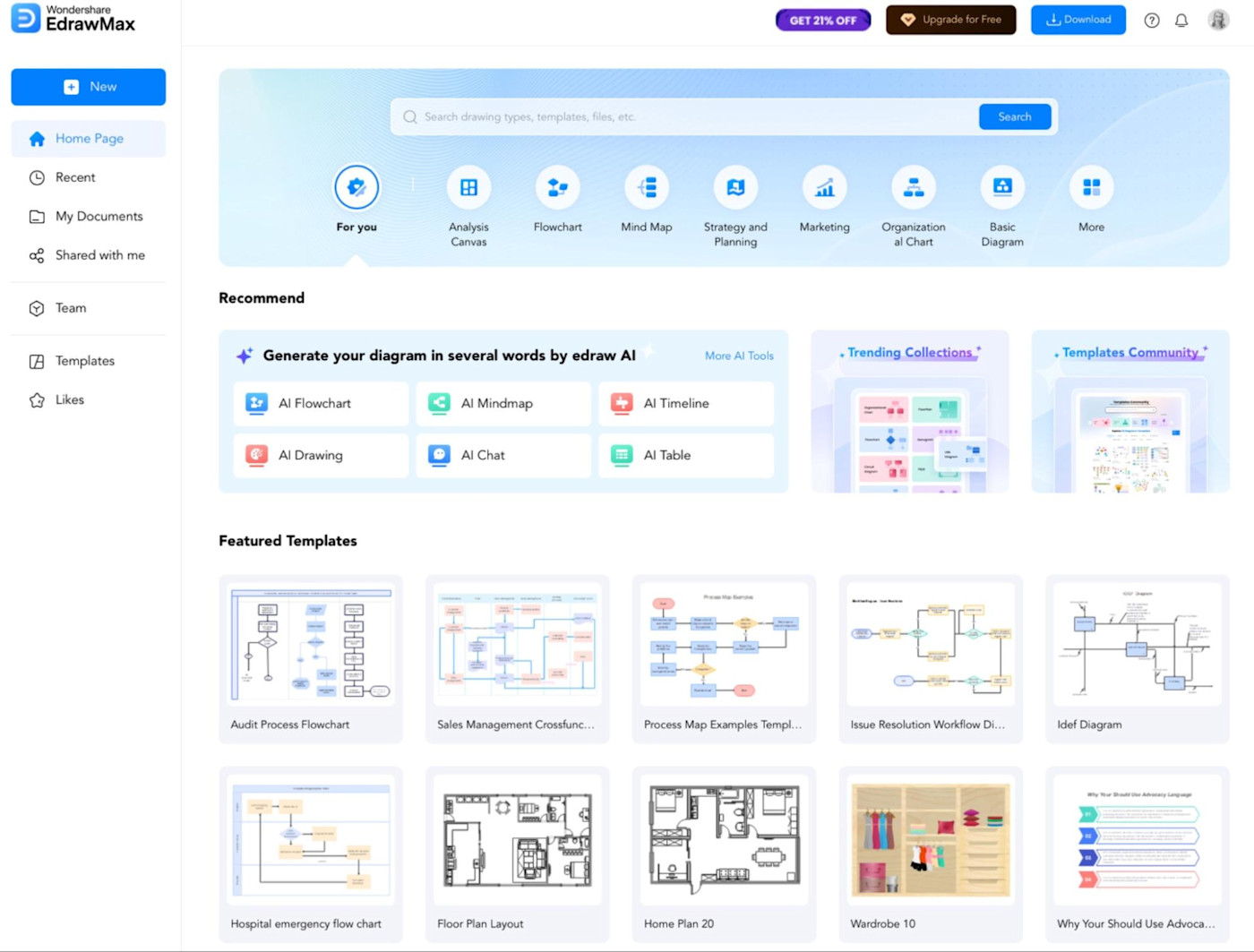 EdrawMax, our pick for the best diagram software for AI-powered productivity