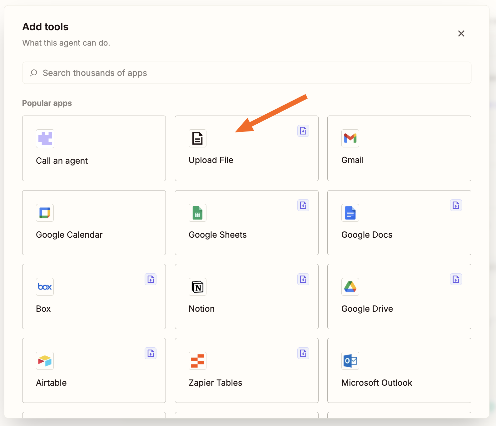 Uploading a file as a Zapier Agent's data source
