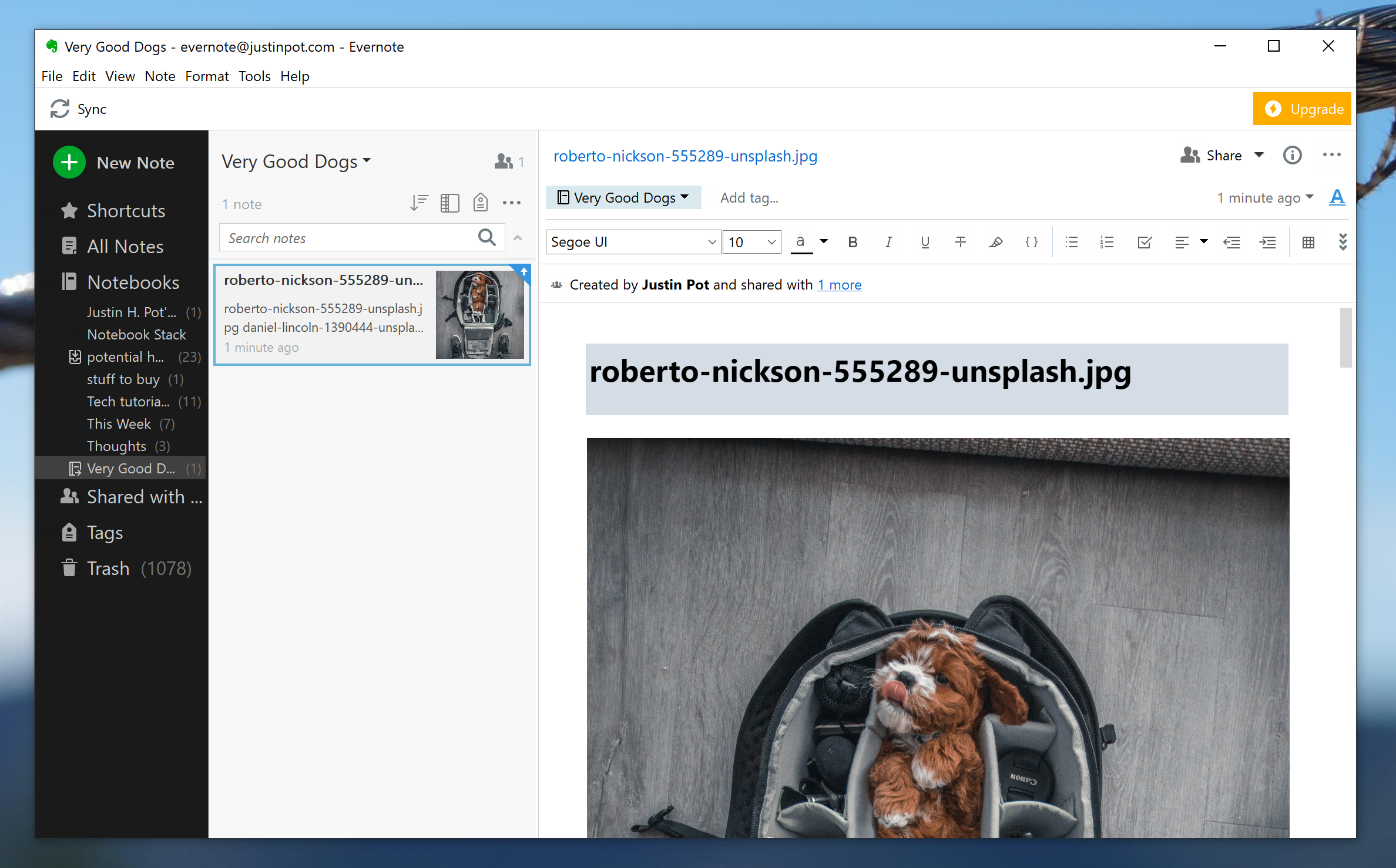 Evernote merged note