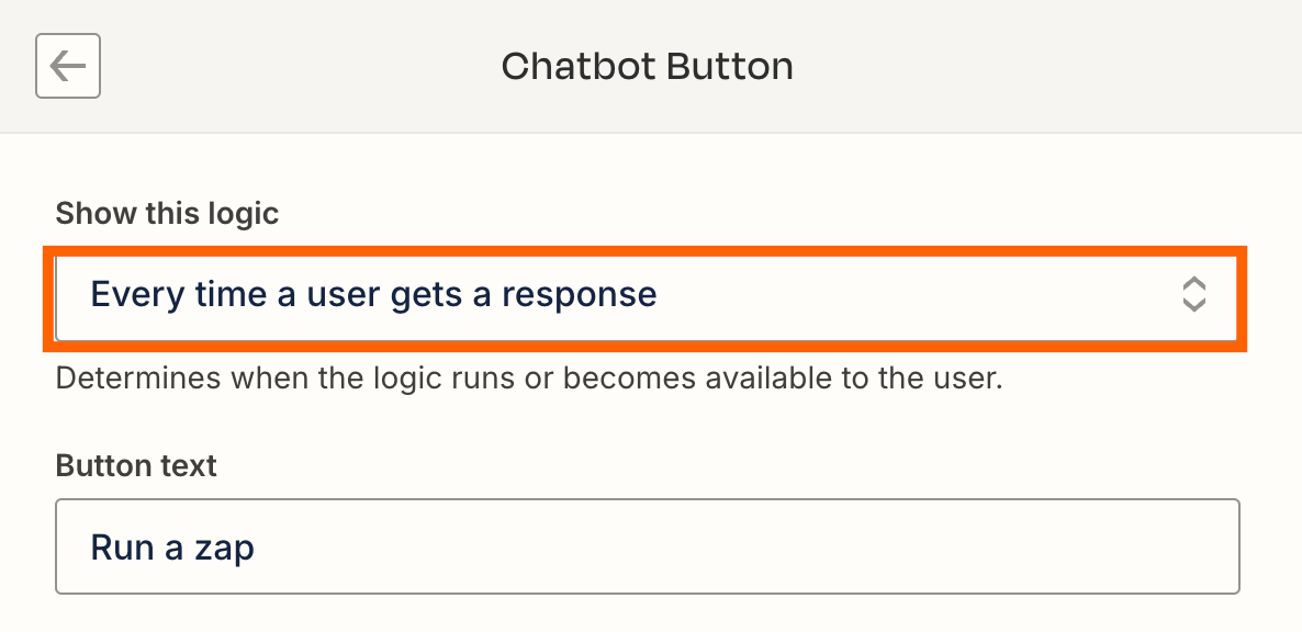 Screenshot of chatbot button timing