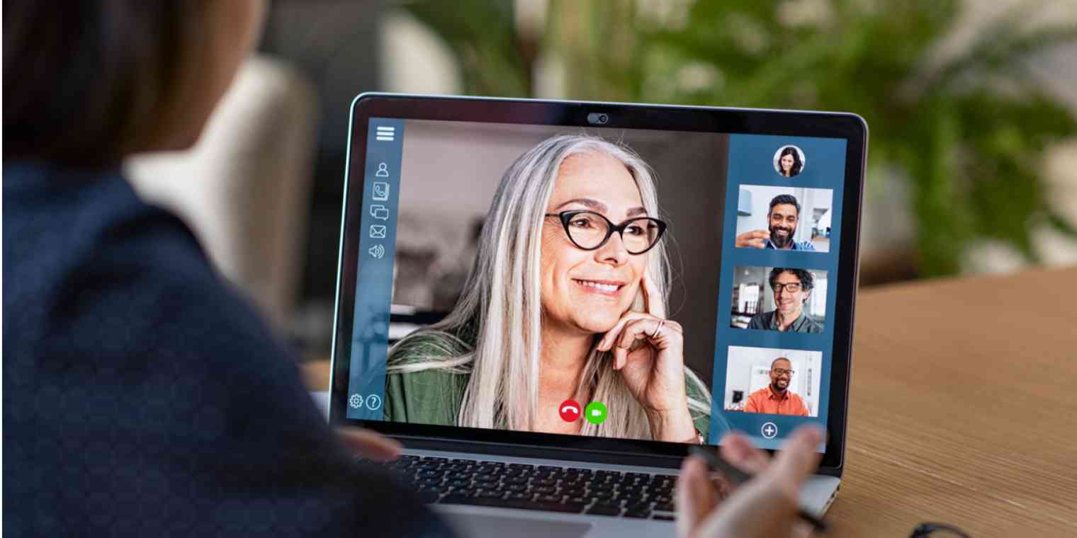 Hero image of a person on a video call