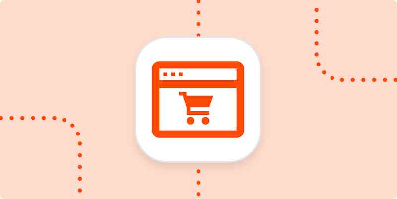 automation-inspiration-00-ecommerce-icon An icon showing a stylized webpage with a shopping cart in the center of it.