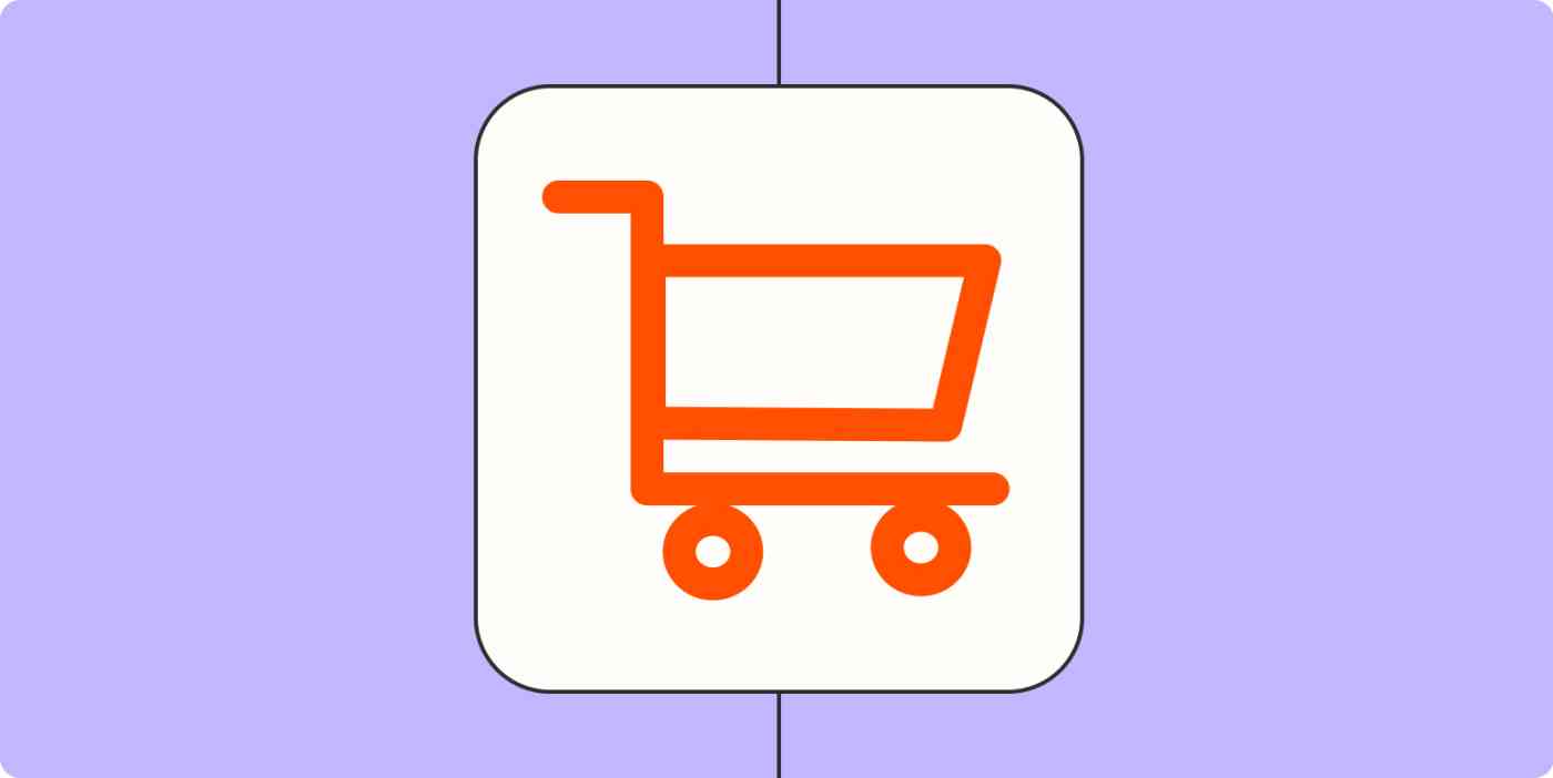 An icon showing a stylized webpage with a shopping cart in the center of it.