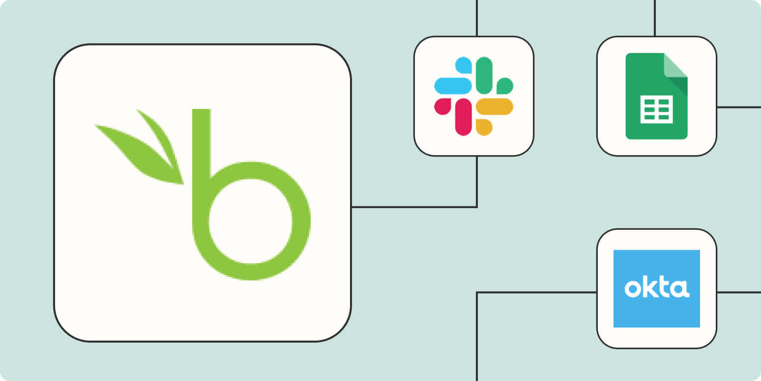 Blog hero image of the BambooHR app logo connected to other app logos by black lines on a light blue background.