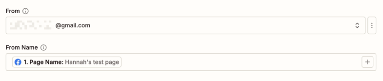 A series of dropdowns labelled "From", "From Name" and "Reply To".