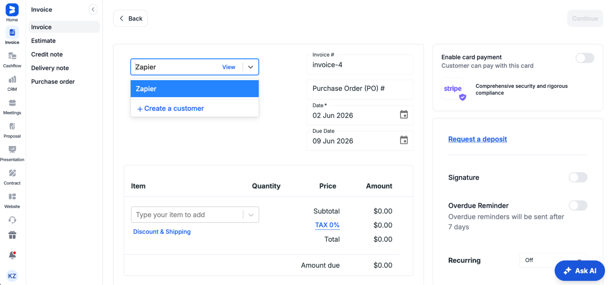 Bookipi, our pick for the best free invoicing software for a simple way to invoice