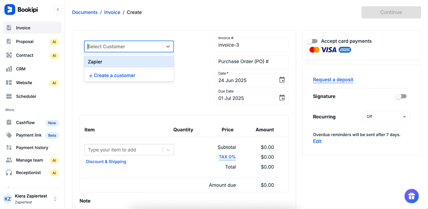 Bookipi, our pick for the best free invoicing software for a simple way to invoice