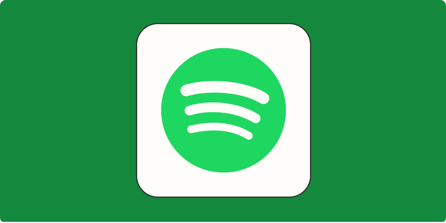 A hero image for Spotify app tips with the Spotify logo on a green background